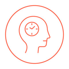 Human head with clock line icon.
