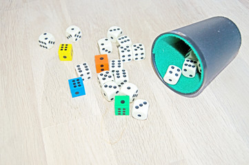 Dices on the table.Game with dices 