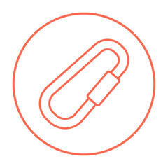 Climbing carabiner line icon.