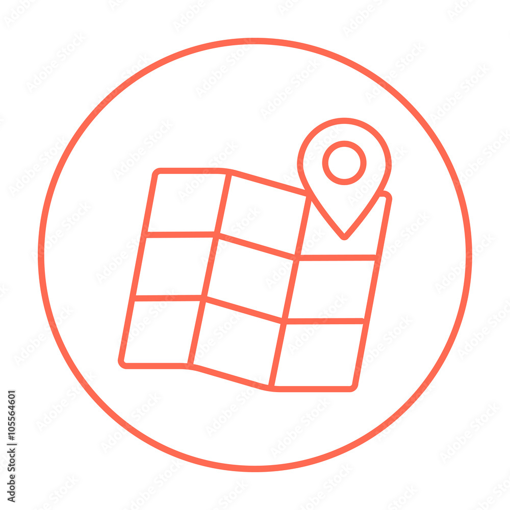 Poster map with pointer line icon.