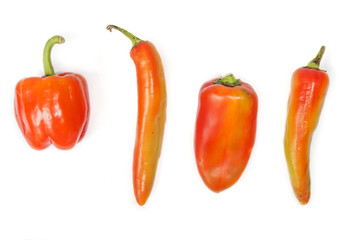 four different red peppers