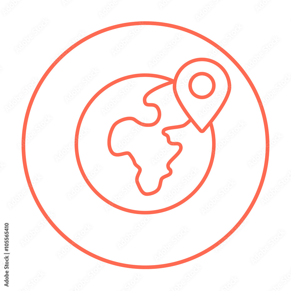 Poster globe with pointer line icon