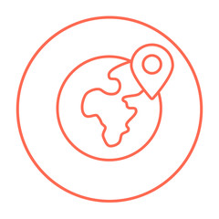 Globe with pointer line icon