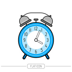 Alarm clock, flat color icon. Clock isolated on white background