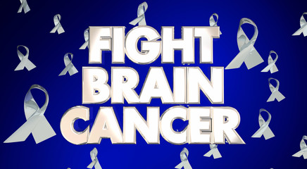 Fight Brain Cancer Disease Ribbons Awareness Campaign 3D Words