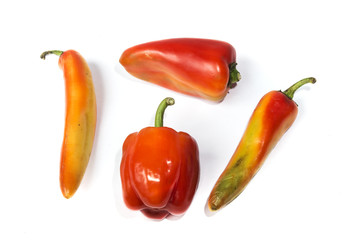 four different red peppers