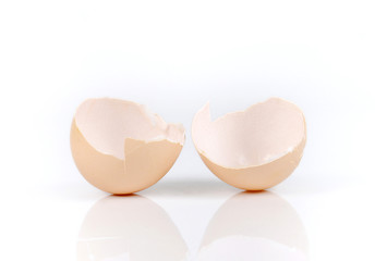 Broken egg,egg shell on white background.