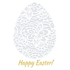 Vector template of elegant greeting card with lacy easter egg