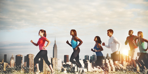 Team Running Marathon Healthy Runner Concept