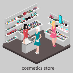 Isometric interior of cosmetics shop