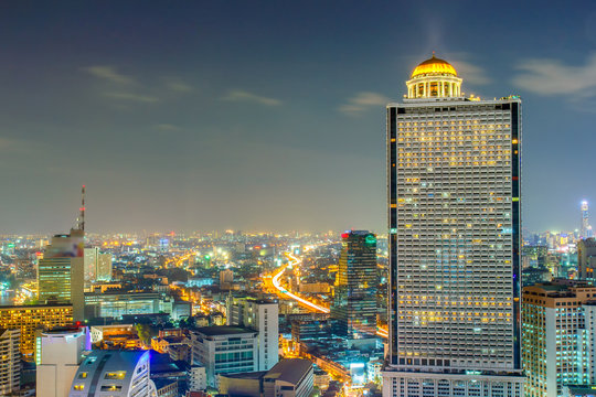 Bangkok city at colorful nightlife, This is a largest city in Southeast Asia and this is shopping center.