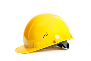 Fototapeta premium Yellow construction helmet isolated on white background