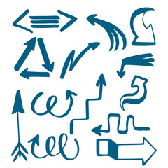 Vector set of different arrows.Hand drawn arrow collection.