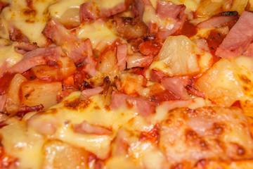 Close up view of fresh and very tasty pizza