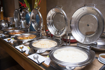various food in the line catering buffet