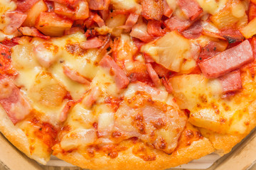 Close up view of fresh and very tasty pizza