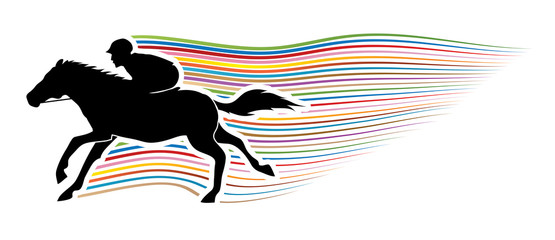 Horse with jockey, Horse racing designed using colorful wave graphic vector.