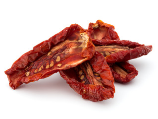 Dried tomatoes isolated on white background cutout