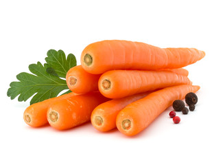 Sweet raw carrot tuber isolated on white background cutout