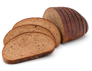 Fresh sliced rye bread loaf isolated on white background cutout