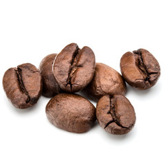 roasted coffee beans isolated in white background cutout