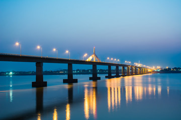 Fototapeta na wymiar Bridge at The Mekong River Between Thailand and Laos