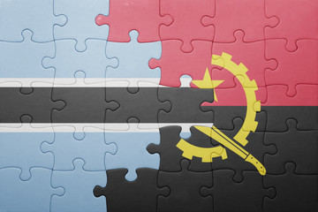 puzzle with the national flag of angola and botswana