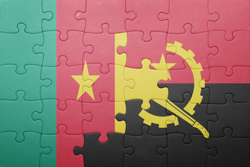 puzzle with the national flag of angola and cameroon