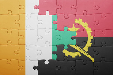 puzzle with the national flag of angola and cote divoire