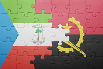 puzzle with the national flag of angola and equatorial guinea