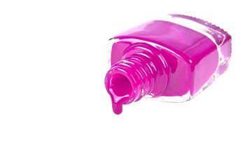 Violet nail polish on a white background