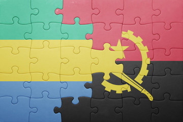 puzzle with the national flag of angola and gabon