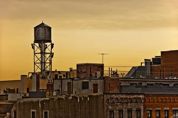 Tuinposter Sunset from the Brooklyn rooftops © R R