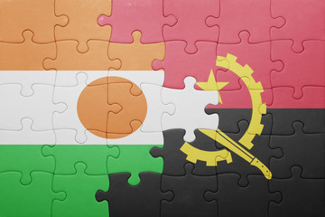 puzzle with the national flag of angola and niger