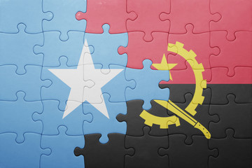 puzzle with the national flag of angola and somalia