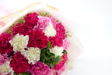 Carnation bouquet white background 