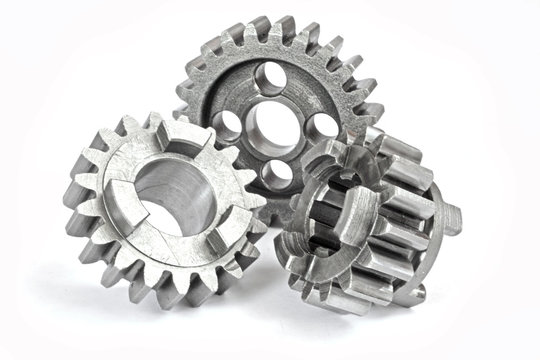 Three metal gears