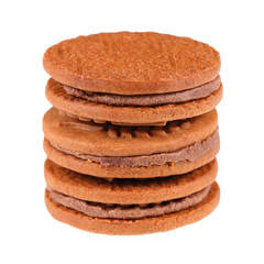 Stack of circle cookies isolated on white