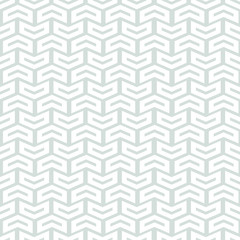 Fototapeta na wymiar Geometric light blue pattern with white arrows. Seamless abstract background
