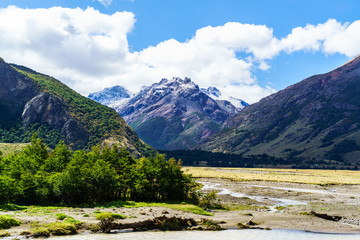 View of mountain and river