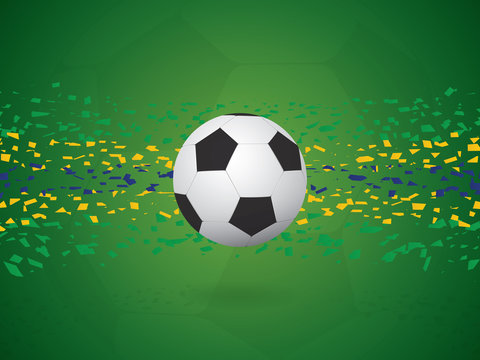 Vector Football / Soccer Background in Brazil Flag Concept.