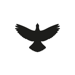 Silhouette icon flying up bird. Vector