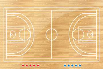 Basketball Tactic Table With Marks. Vector Illustration