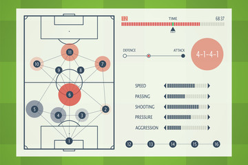 User Interface of Football / Soccer Tactic Table. Vector Illustration