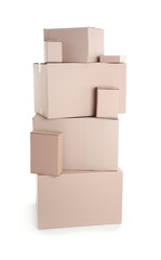Set of cardboard boxes isolated on white