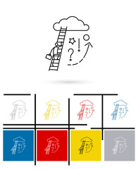 Ladder to cloud icon or ladder to cloud sign. Vector ladder to cloud thin line symbol