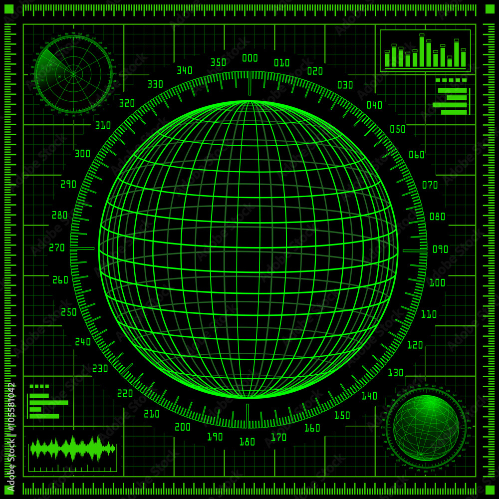 Poster radar screen with futuristic user interface hud.