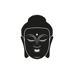 the vector simple black buddha head icon style