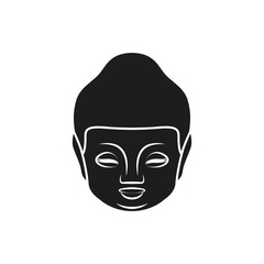 Fototapeta premium Simple black Buddha face or head style icon