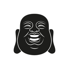 Head of Fat Buddha. Vector illustration isolated on white